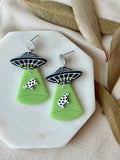 Glow in the Dark UFO Cow Polymer Clay Earrings